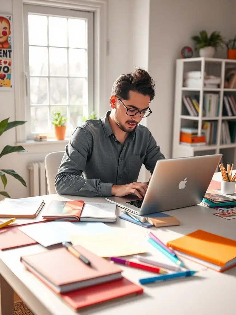 An image of a content creator working on a digital platform with AI content suggestions, showcasing Innovative Surges' Creator Brand Development service.