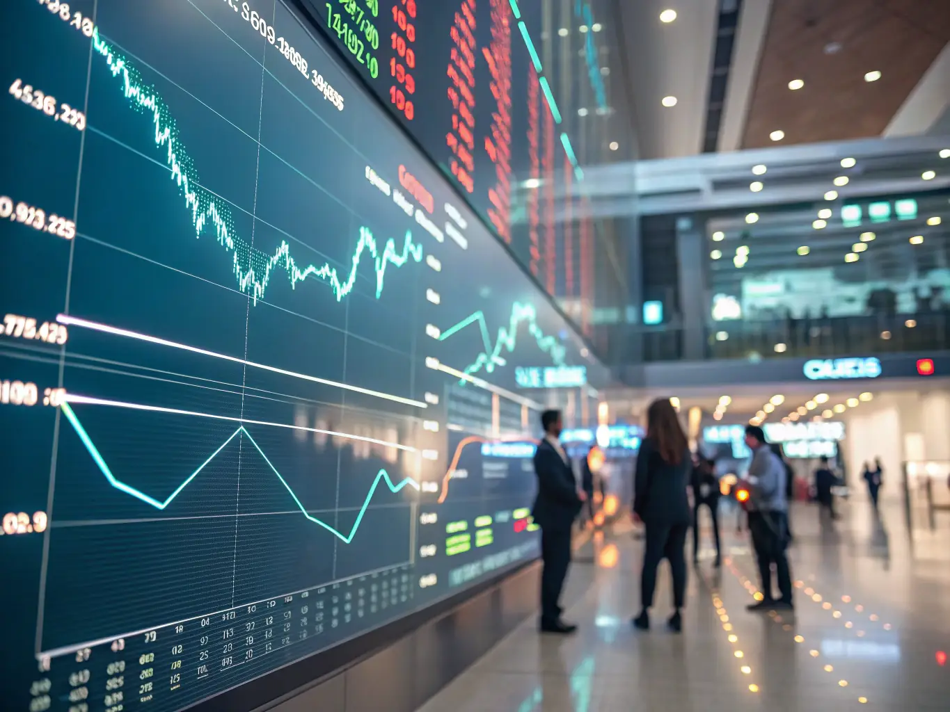 A visual of a digital trading dashboard with AI analytics and automated trading bots, representing Trading Ecosystem Creation.